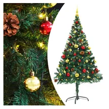 vidaXL Künstlicher Weihnachtsbaum mit Beleuchtung & Kugeln Grün 150 cm