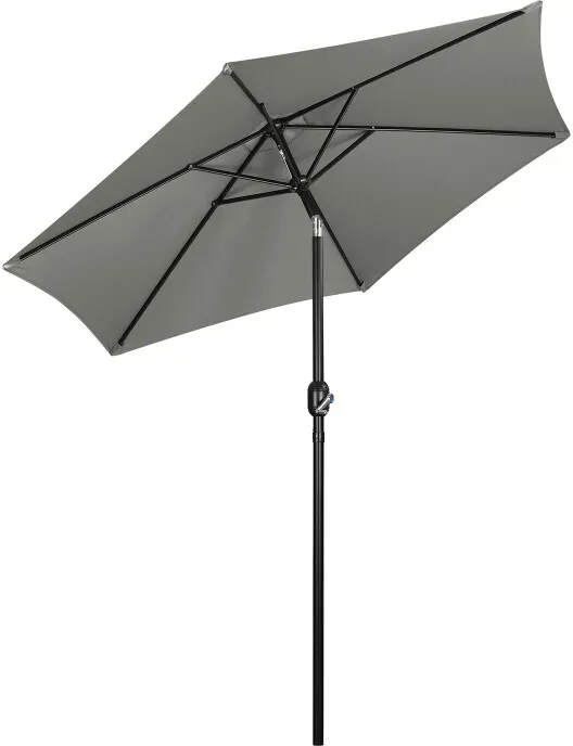 WOLTU Sonnenschirm Ø 270 cm, Balkon-Strandschirm UV-beständig Wasserdicht, 45° Neigbar, mit Handkurbel Tragetasche, für Balkon Garten Terrasse Pool, Sechseckig, Dunkelgrau