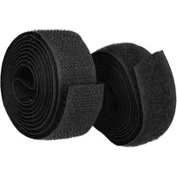 mumbi Klettband zum Nähen, Klett bestehend aus Haken und Flausch zum Aufnähen, Klettverschluss 20mm x 1 Meter, Schwarz