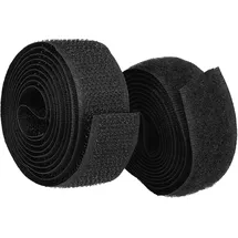 mumbi Klettband zum Nähen, Klett bestehend aus Haken und Flausch zum Aufnähen, Klettverschluss 20mm x 1 Meter, Schwarz