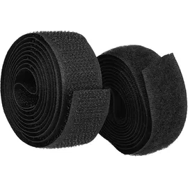 mumbi Klettband zum Nähen, Klett bestehend aus Haken und Flausch zum Aufnähen, Klettverschluss 20mm x 1 Meter, Schwarz