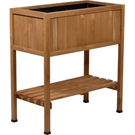 Dobar Hochbeet mit Ablage 40 x 40 x 80 cm Braun