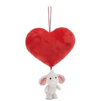 NICI Plüschherz 15cm mit Kuscheltier Love Elefant hellgrau 10cm
