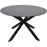 Lesli Living Gartentisch Tafel Kaffeetisch Tisch rund ø120x71 cm Aluminium Glas schwarz