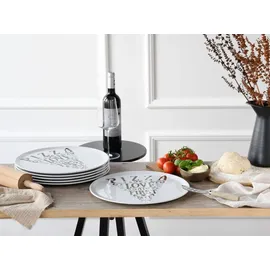 CreaTable Pizzateller Set IN LOVE 33 cm schwarz/weiß 6er Set