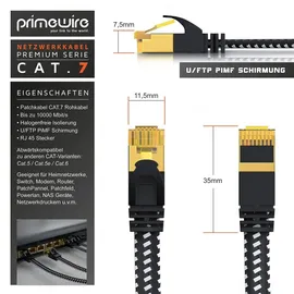 CSL - 5m CAT 7 Netzwerkkabel Flach und Dünn - Lan Kabel für 10 Gigabit High Speed, Internetkabel, Flachbandkabel, Verlegekabel - 10 Gbps Cat.7 RJ45 Kabel für Switch Router Modem PC, 5 Meter Schwarz
