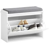 SoBuy Schuhschrank 62 x 46 x 26 cm offen mit Sitzbank weiß / weiß