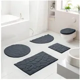 Grund Badematte Ashtar, Badvorleger, Badezimmer Teppich, 3D-Design, Höhe 20 mm, rutschhemmend beschichtet, schnell trocknend, Polyester, rund, Hoch-Tief-Design mit organischer Steinoptik, Made in Europe grau rund | Ø 70 cm x 20 mm