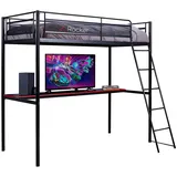 X Rocker Hochbett Schwarz, Metall, 90x190 cm, Kinder- & Jugendzimmer, Kindermöbel, Kinderbetten, Hochbetten