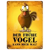 trendaffe Der frühe Vogel kann mich mal Metallschild XXL mit Huhn Motiv