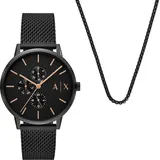 Multifunktionsuhr ARMANI EXCHANGE Armbanduhren schwarz Herren Armbanduhr, Herrenuhr, Edelstahlarmband, Ideal auch als Geschenk