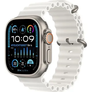 GPS + Cellular 49 mm Titangehäuse natur, Ocean Armband weiß One Size