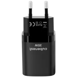 CubeNest PD Adaptér GaN 35W S2D1 - černáPD 3.0, 2*USB-C GaN Adaptér Fast Charger - Schwarz