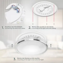 B.K.Licht Deckenleuchte Sternenlampe Sternenhimmel Licht 15W 1500lm, LED neutralweiß, chromfarbig
