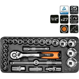 Neo Tools Werkstattwagen Stahl 6 Schubladen Schwarz/Orange bestückt