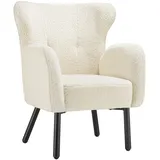 Tectake Relaxsessel Vänersborg Bouclé 69 x 92 x 71 cm Beige