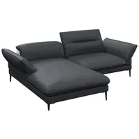 FLEXLUX Ecksofa Salino, Funktionssofa mit Recamiere, Relaxsofa, Ecksofa, Sofa mit Arm- und Kopfteil-Verstellungen, Kaltschaum & Stahl-Wellen schwarz