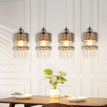 GBLY ZMH Pendelleuchte Esstisch Modern Hängelampe: Glas Hängeleuchte Esszimmer 4 Flammig Esstischlampe Hängend 150cm Höhenverstellbar Kristall E27 Pendellampe für Küche Wohnzimmer Ohne Leuchtmittel