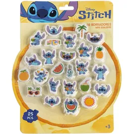 Cerdá Radiergummi, Packung mit 25 Stitch, ideal für Schulgeschenke, Pinatas, Federmäppchen und den täglichen Gebrauch in der Schule oder zu Hause