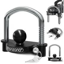 monzana Monzana® Anhängerschloss 109585 mit Schlüsselschloss, Bügelschloss, Stahl, abgekoppelt