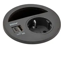 EVOline Einbausteckdose Circle80 3 m Schwarz 1 St.