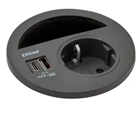 EVOline Einbausteckdose Circle80 3 m Schwarz 1 St.