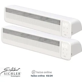 Sichler Haushaltsgeräte automatische Heizkörper-Akku-Ventilatoren 2er-Set 3-stufig 41cm USB