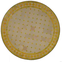 Casa Moro Gartentisch Marokkanischer Mosaiktisch Ø 60cm rund gelb Terrakotta mit Gestell (Kunsthandwerk aus Marrakesch), Mosaik-Beistelltisch Bistrotisch Boho Balkontisch, MT2030, handmade beige|gelb