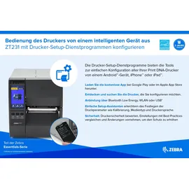 Zebra Technologies Zebra ZT231, 8 Punkte/mm (203dpi), Peeler, LTU, Display, EPL, ZPL, ZPLII, USB, U...
