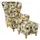 Supellex Ohrensessel Sofia kariert 70 x 100 x 80 cm Beige-Ocker mit Hocker