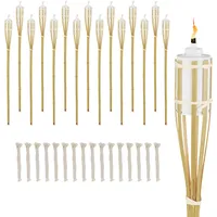 Relaxdays Gartenfackel, 16er Set, Bambus, H: 90 cm, Ölfackeln