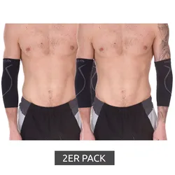 2 Stück megmeister Ellenbogen Kompressions-Manschette Beinlinge 23-32 mmHg Ellenbogenwärmer MER002 Schwarz/Grau - M