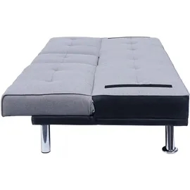 Mendler Schlafcouch Kunstleder 3-Sitzer Schwarz/Hellgrau