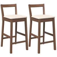 VidaXL Barhocker mit Kissen 2 Stk. Braun Massivholz Gummibaum