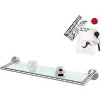 bremermann Bad-Serie PIAZZA - Glasablage Edelstahl, Glas, 54x6x14 cm, Badezimmer, Badezimmerregale, Badregale