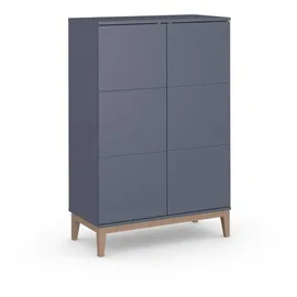 Andas Highboard ANDAS "Maryd", grau (grau, wotan eiche), B:80cm H:121cm T:41cm, MDF, Spanplatte, Sideboards, Highboard, Hochkommode mit Untergestell in Holzoptik