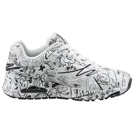 SKECHERS UNO-PROCESS SKETCH Sneaker mit coolem Sketchprint, Freizeitschuh, Halbschuh, Schnürschuh schwarz|weiß 35 EU