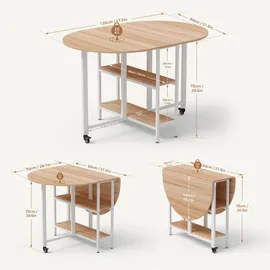 Mondeer Klapptisch 120 x 80 x 75 cm Eiche/weiß