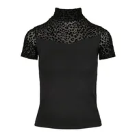 URBAN CLASSICS Flock Lace Turtleneck T-Shirt Black XS