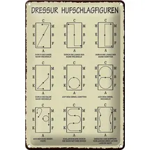 Femer Blechschild 20x30cm Dressurreiten Hufschlagfiguren Pferd Dressur Reiter