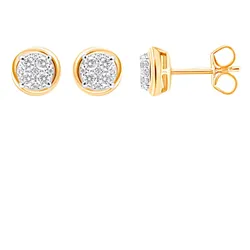 Paar Creolen LADY, gold (gelbgold 375), Ohrringe, Damen, Diamanten ct, Diamanten