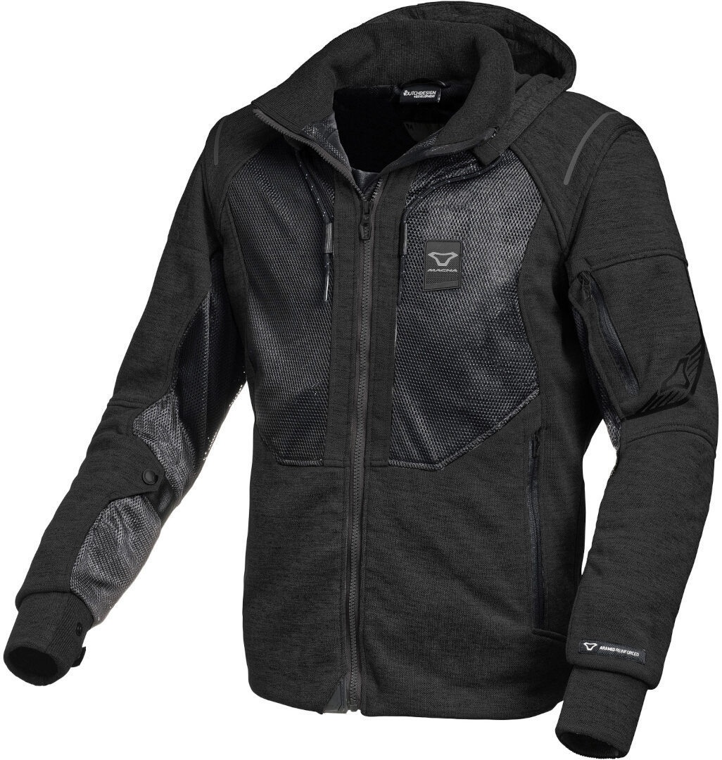 Macna Breeze Motorfiets hoodie met rits, zwart, 2XL Voorman