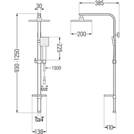 Mexen Q45 Duschsäule, schwarz - 798454595-70