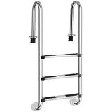 COSTWAY Poolleiter 3 stufig Pooltreppe, 132 cm hoch für 120 Pool, Edelstahl silberfarben