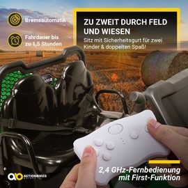 Actionbikes Motors UTV-Kinder-Elektroauto A730 mit 6x4 Vierradantrieb, 2-Sitzer, Kippmulde, Fernbedienung, EVA-Reifen (Grün/Schwarz)