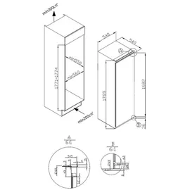 Amica EKSS 367 210 Einbaukühlschrank (286 l, 1769 mm hoch)
