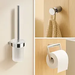 AquaCraft 200 Badaccessoire-Set 3 in 1 Wandmontage, chrom, Bürstengarnitur, Papierrollenhalter, Haken Bürstengarnitur, Papierrollenhalter, Haken