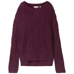 TOM TAILOR Damen Strukturierter Pullover mit Schlitzen, lila, Uni, Gr. M