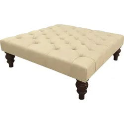 Hocker HOME AFFAIRE "Duc", beige, B:90cm H:35cm T:90cm, Samtoptik (100% Polyester), Samtoptik (100% Polyester), Luxus-Microfaser Lederoptik (100% Polyester), Hocker, hochwertige Knopfheftung im Rücken, Samtoptik mit changierender Optik