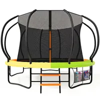 Trampolin Outdoor Ø228/305/366 cm,GS-Zertifikat, Gartentrampolin für Kinder & Erwachsene <150 kg, Trampolin mit mit Sicherheitsnetz, Tasche, Leiter, Randabdeckung & gepolsterten Netzstangen-12FT